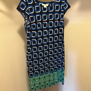 Liz Claiborne Blue, Black & Green Geometric Midi Dress